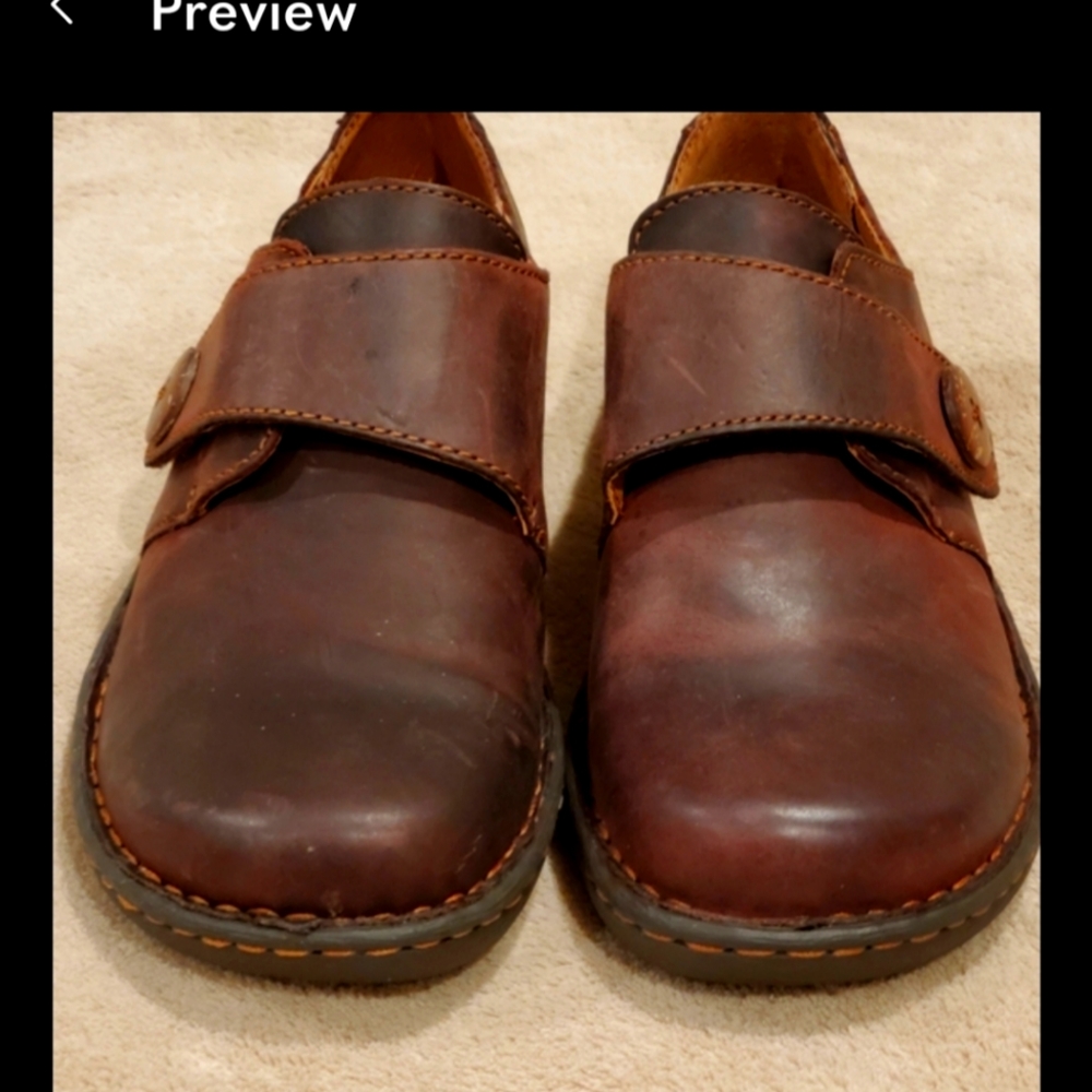B.O.C. Womens Leather Adjustable Strap Flat Oxford Size 7